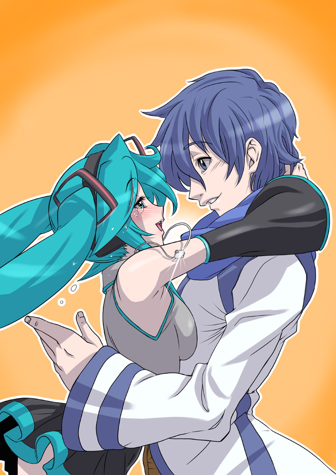 hatsune miku and kaito (vocaloid) drawn by hirabaru_kenji