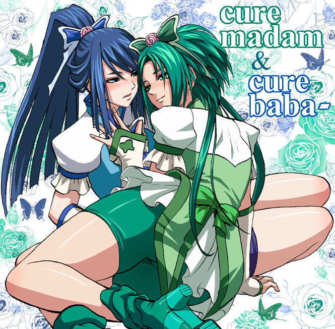 minazuki karen, akimoto komachi, cure aqua, and cure mint (precure and 1 more) drawn by minarai_zouhyou