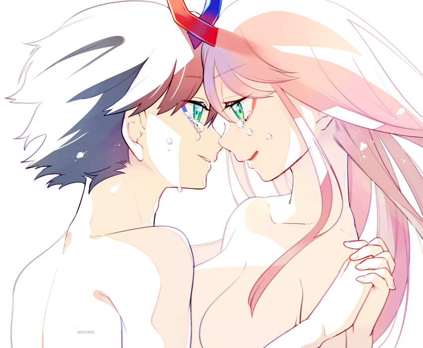 zero two and hiro (darling in the franxx) drawn by o0str0o