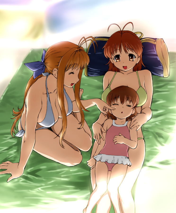furukawa nagisa, okazaki ushio, and furukawa sanae (clannad) drawn by ueyama_michirou