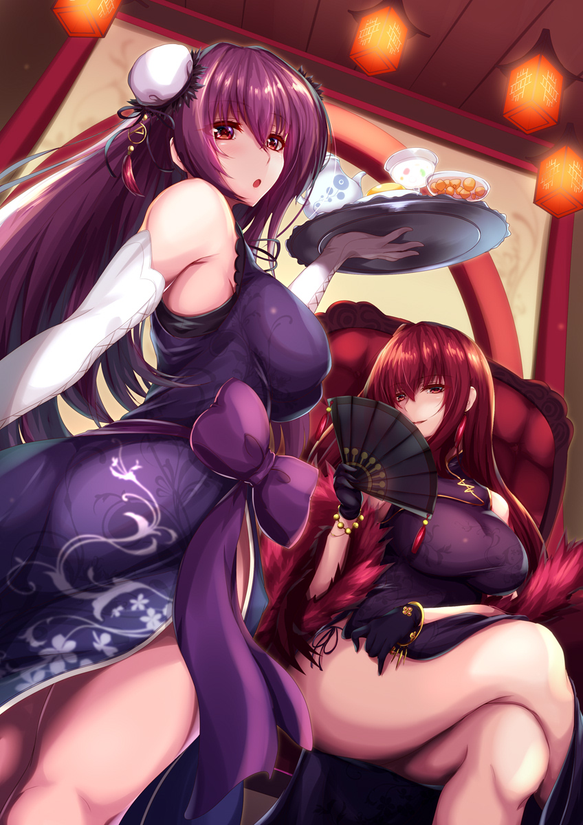 scathach and scathach skadi (fate and 1 more) drawn by saboten_teishoku