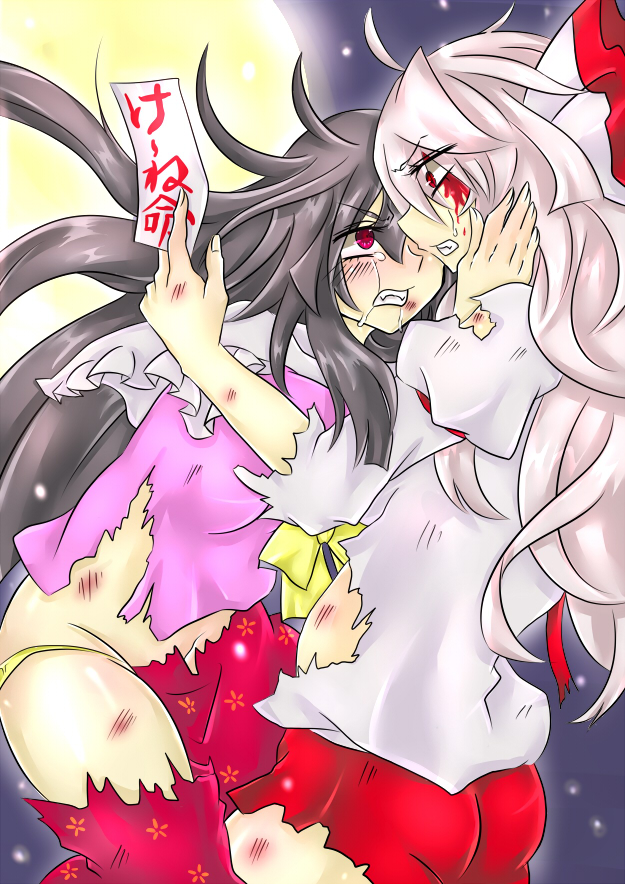 fujiwara no mokou and houraisan kaguya (touhou) drawn by unsui_(inamint)