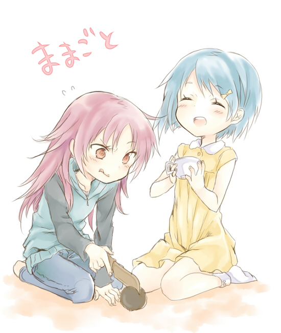 miki sayaka and sakura kyoko (mahou shoujo madoka magica) drawn by anonymous_(2ch_sakura_kyouko_thread) and mijinkouka
