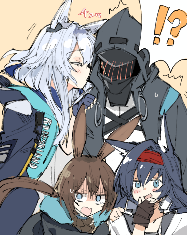 doctor, amiya, rosmontis, and blaze (arknights) drawn by shiduki_eku