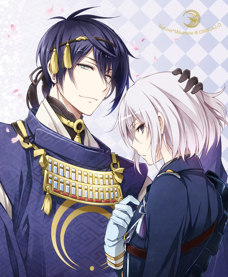 mikazuki munechika and honebami toushirou (touken ranbu) drawn by omega_2-d
