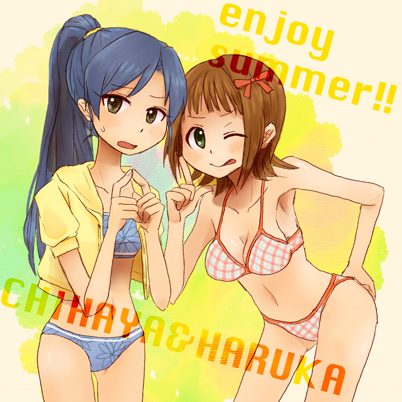 kisaragi chihaya and amami haruka (idolmaster) drawn by hozumi_(5+2head)