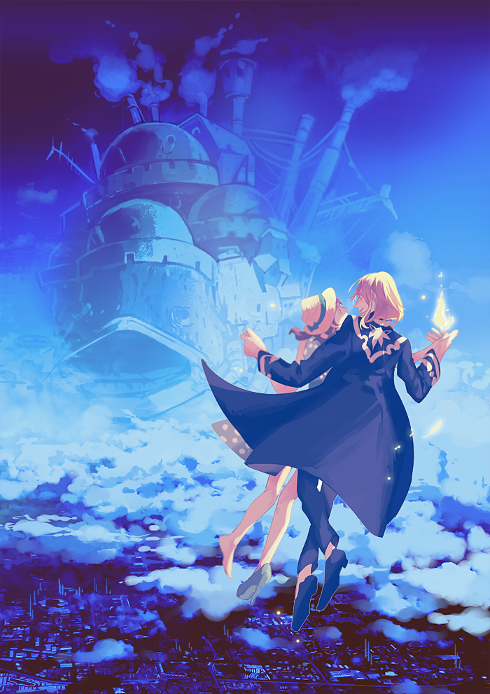 howl pendragon and sophie hatter (studio ghibli and 1 more) drawn by zwollowz