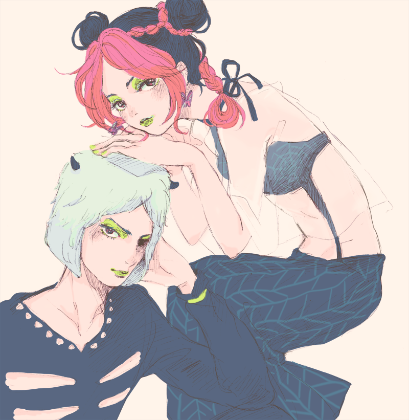 kujo jolyne and weather report (jojo no kimyou na bouken and 1 more) drawn by kotakota15