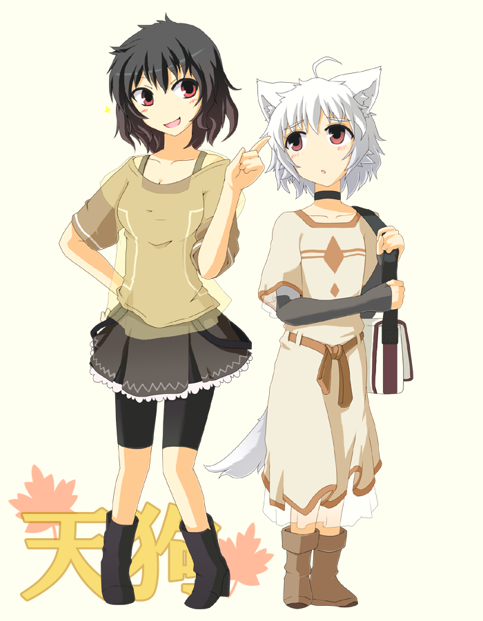 shameimaru aya and inubashiri momiji (touhou) drawn by nejime