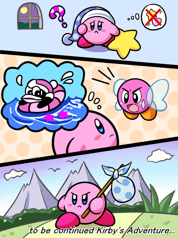 kirby, king dedede, bronto burt, and sleep kirby (kirby and 1 more) drawn by yamy_(iseki_no_kusamura)