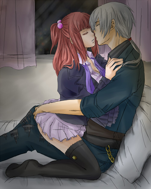 ushiromiya ange and amakusa juuza (umineko no naku koro ni) drawn by chiyu-g