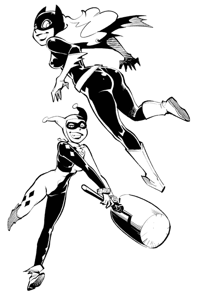 harley quinn, batgirl, and barbara gordon (dc comics and 2 more) drawn by ramb_chop