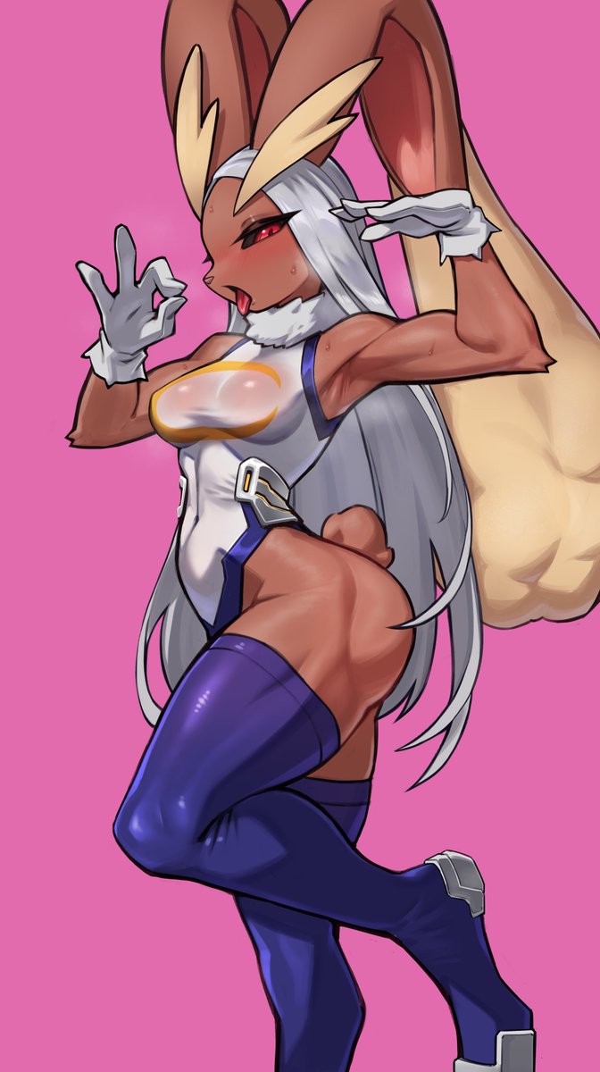 mirko and lopunny (pokemon and 1 more) drawn by azuu_(azuucookie)