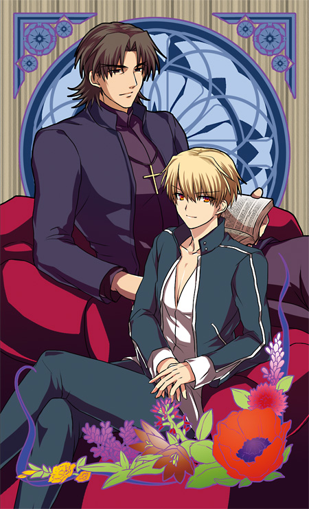 gilgamesh and kotomine kirei (fate and 1 more) drawn by redby623