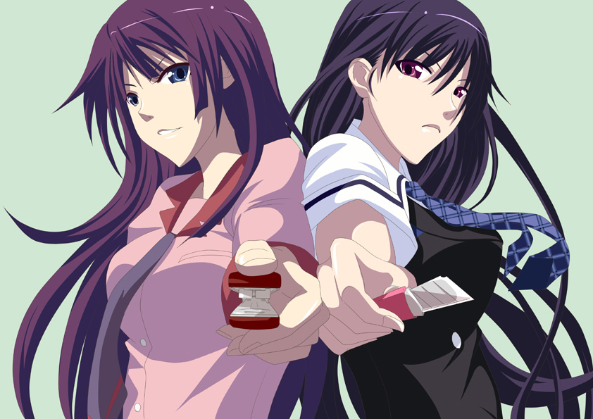 senjougahara hitagi and sakaki yumiko (monogatari and 3 more) drawn by udukiichigo