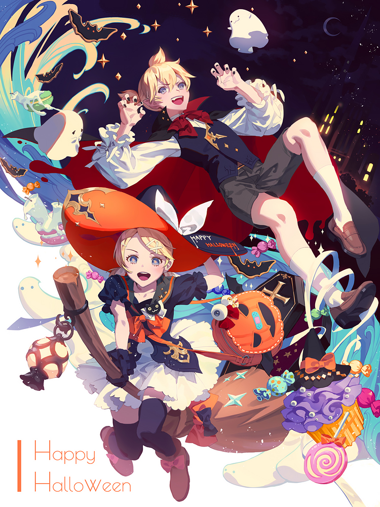 kagamine rin and kagamine len (vocaloid) drawn by fajyobore