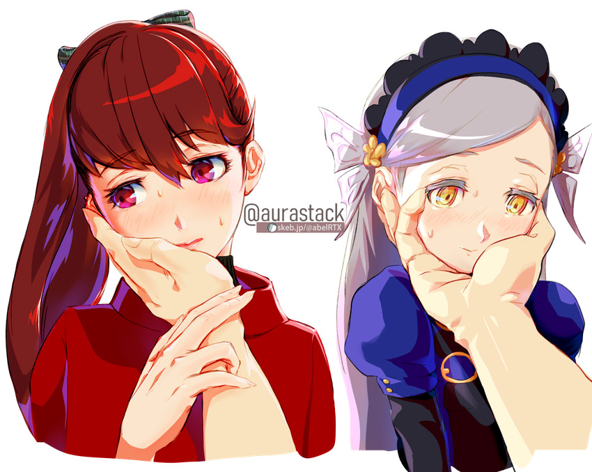 yoshizawa kasumi and lavenza (persona and 2 more) drawn by aurastack