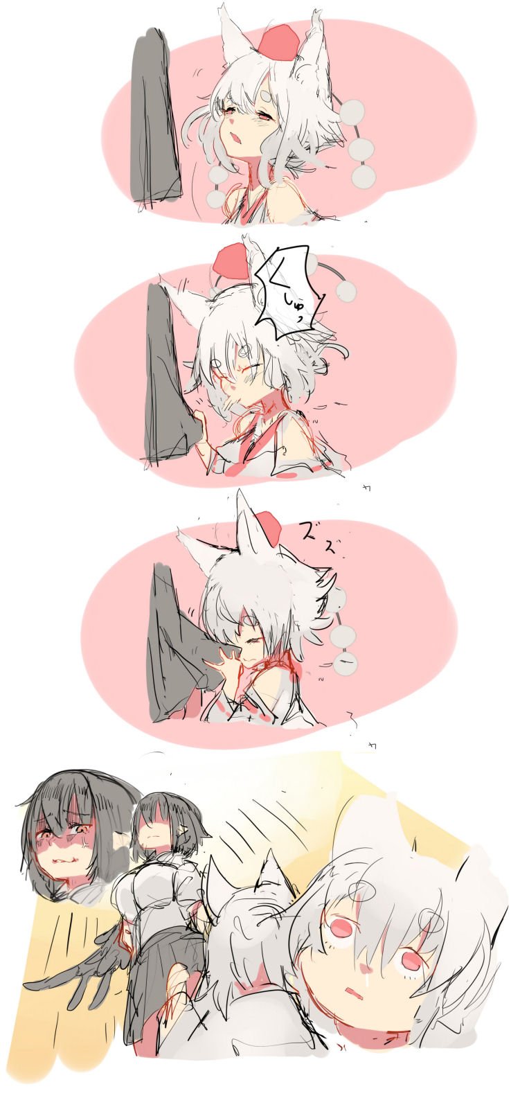 shameimaru aya and inubashiri momiji (touhou) drawn by daikoku_osamu