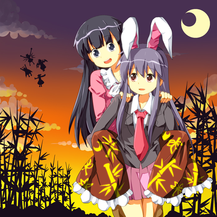 cirno, reisen udongein inaba, rumia, houraisan kaguya, mystia lorelei, and 1 more (touhou) drawn by ruu_(tksymkw)