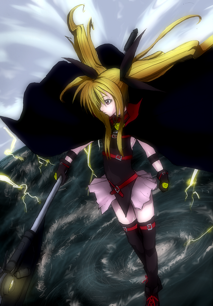 fate testarossa and bardiche (lyrical nanoha and 1 more) drawn by kozzy.ta