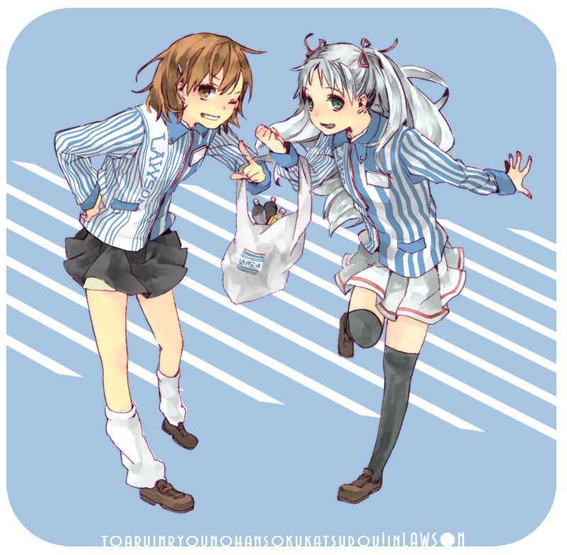 misaka mikoto and index (toaru majutsu no index and 2 more) drawn by uri_253