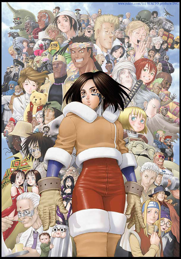 alita, sechs, desty nova, jashugan, ido daisuke, and 26 more (battle angel alita and 1 more) drawn by kishiro_yukito