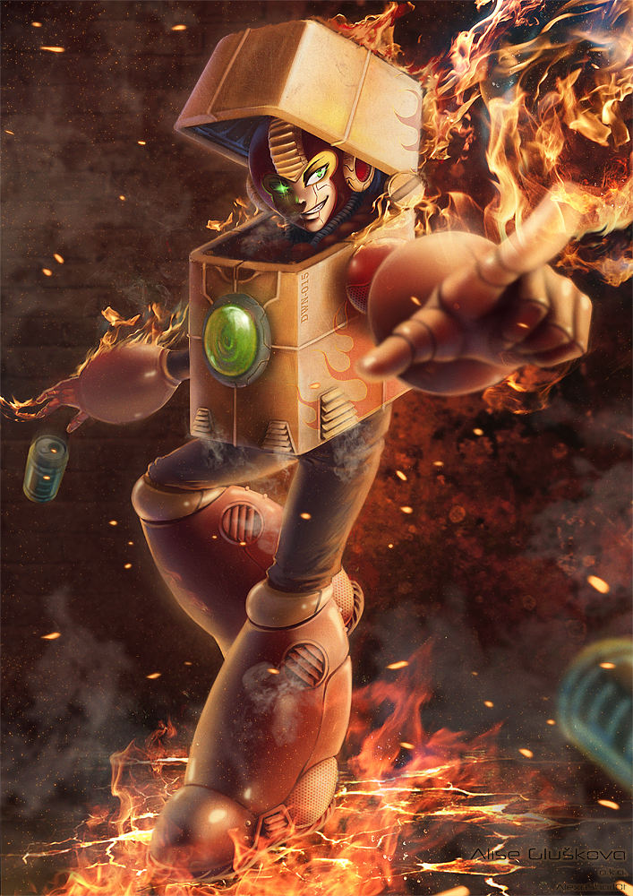 heat man (mega man and 1 more) drawn by alise_gluskova