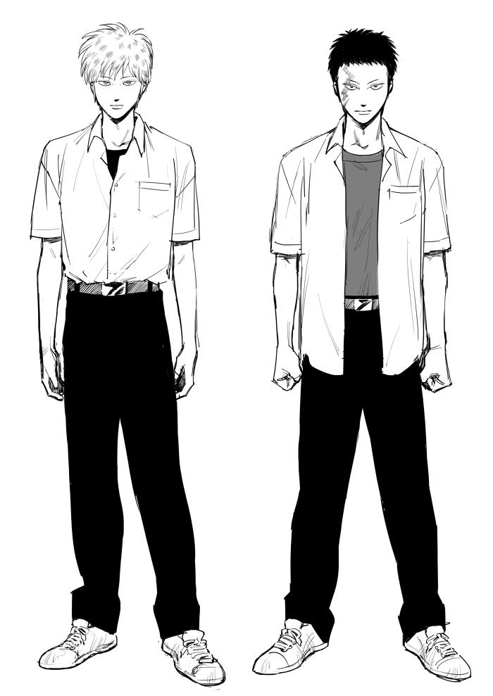 akagi shigeru and kudou gai (fukumoto mahjong and 2 more) drawn by wataroux