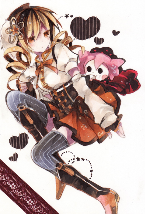 tomoe mami and charlotte (mahou shoujo madoka magica) drawn by cyawa