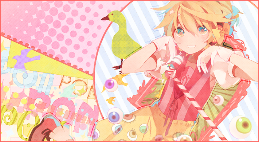 kagamine len and kyary pamyu pamyu (vocaloid and 1 more) drawn by miwasiba