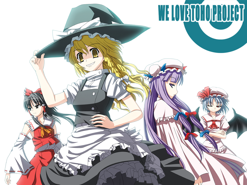hakurei reimu, kirisame marisa, remilia scarlet, and patchouli knowledge (touhou) drawn by sumeragi_seisuke