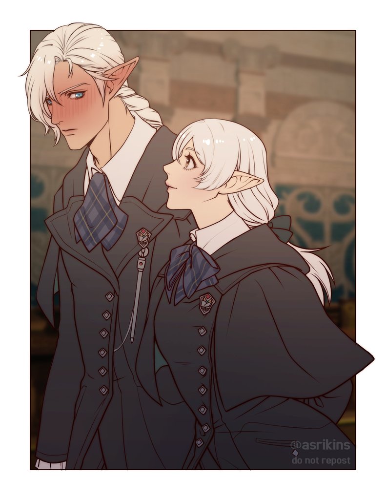 ameliance leveilleur and fourchenault leveilleur (final fantasy and 1 more) drawn by asrikins