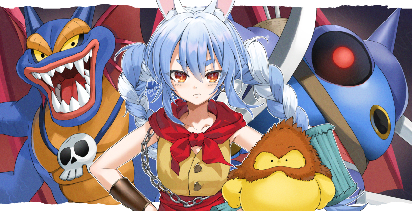 usada pekora, sidoh, killing machine, brownie, and hero (hololive and 3 more) drawn by gotoh_(nekocat)