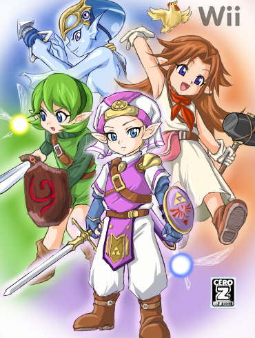 princess zelda, saria, malon, young zelda, princess ruto, and 1 more (the legend of zelda and 1 more) drawn by suegorou_(mousou_tokkyuu)