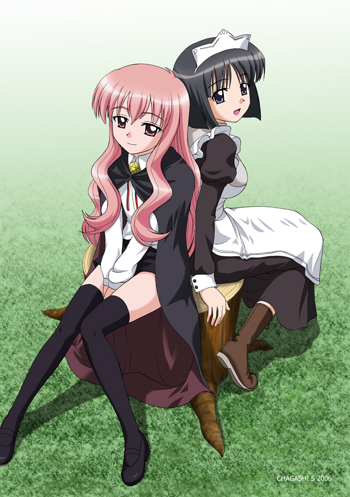 louise francoise le blanc de la valliere and siesta (zero no tsukaima) drawn by satou_chagashi