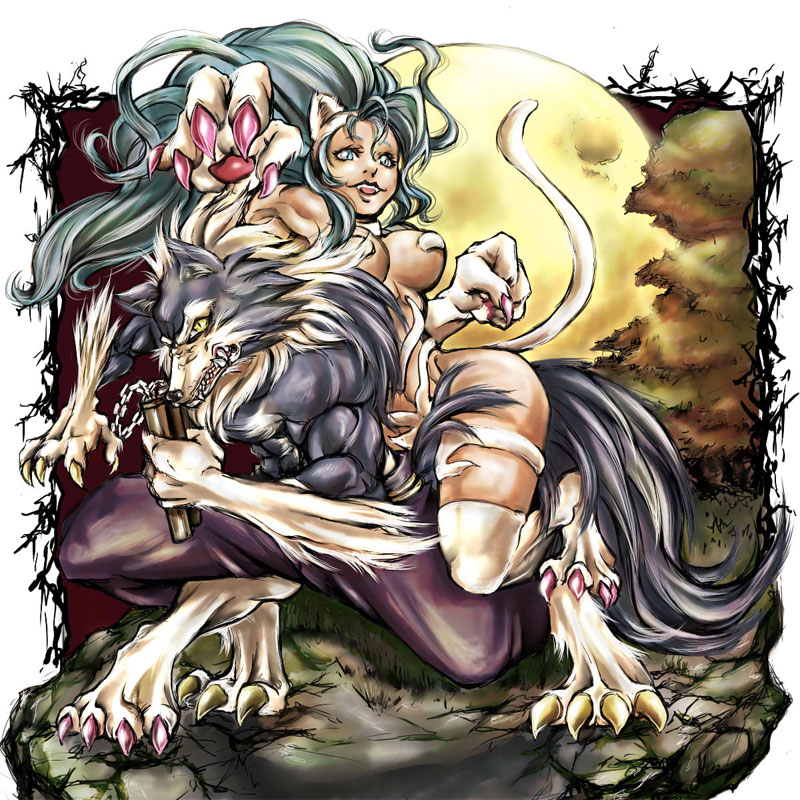 felicia and jon talbain (darkstalkers) drawn by takemi_(tezcatlipoca)