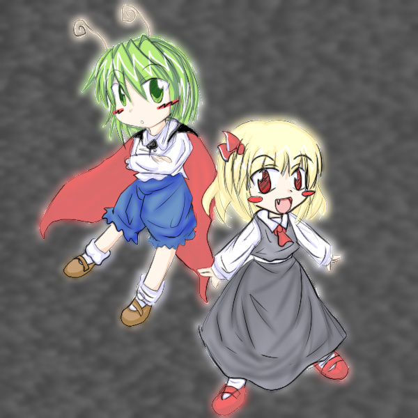 rumia and wriggle nightbug (touhou) drawn by r_pascal