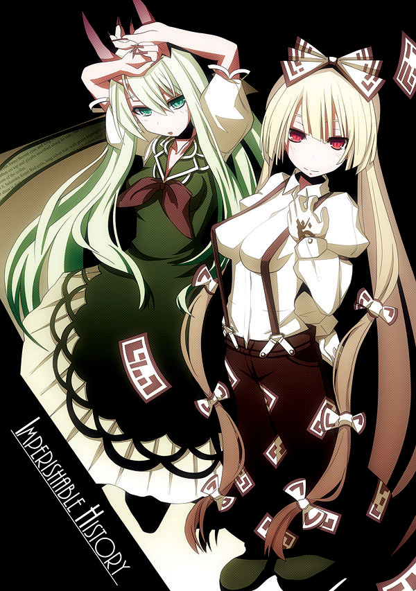 fujiwara no mokou, kamishirasawa keine, and ex-keine (touhou) drawn by miichi_(mimimi)