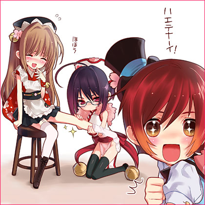 nao, tomo, and rio (otoko no ko wa meido fuku ga osuki!?) drawn by kasukabe_akira