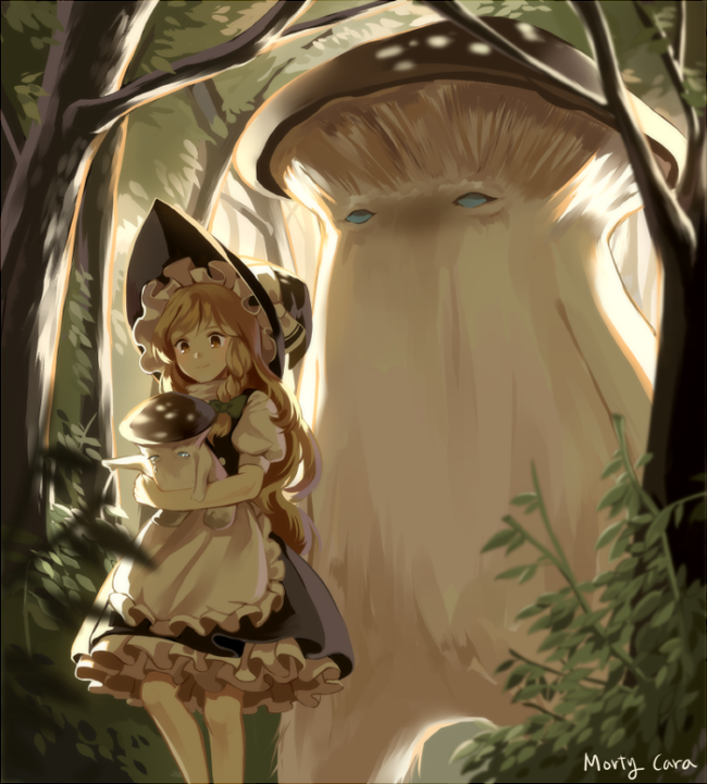 kirisame marisa, mushroom parent, and mushroom child (touhou and 2 more) drawn by silence_girl