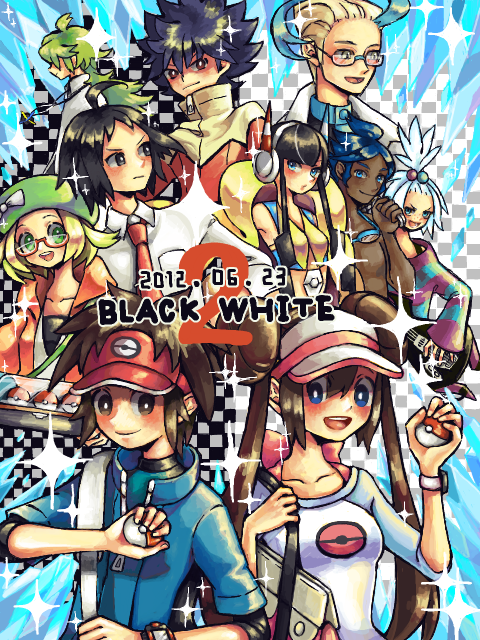 rosa, n, elesa, bianca, nate, and 5 more (pokemon and 1 more) drawn by hi_sakae
