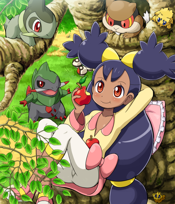 iris, joltik, axew, foongus, patrat, and 1 more (pokemon and 1 more) drawn by pokemoa
