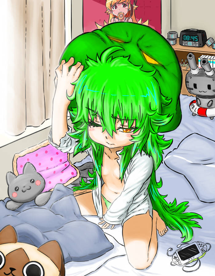 rensouhou-chan, oshino shinobu, nyan cat, flying spaghetti monster, and moethulhu (original and 4 more) drawn by nyancatimusprime