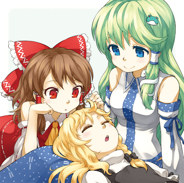 hakurei reimu, kirisame marisa, and kochiya sanae (touhou) drawn by nagian