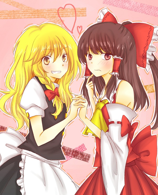 hakurei reimu and kirisame marisa (touhou) drawn by nachi_(herousa)