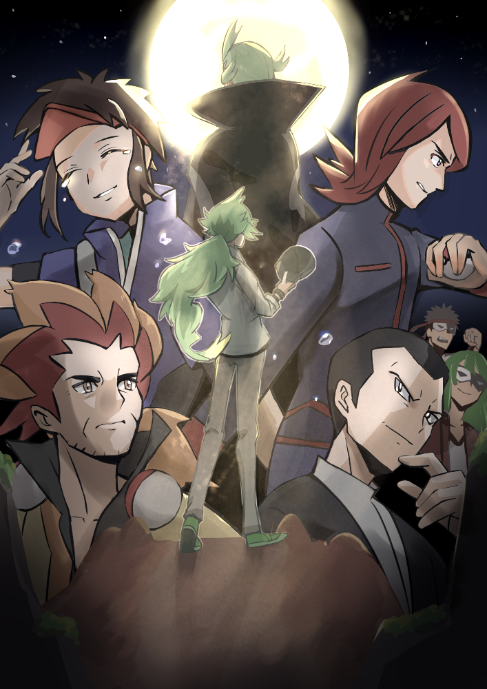 n, silver, nate, giovanni, ghetsis, and 3 more (pokemon and 5 more) drawn by kokodesu_(kokoamann)