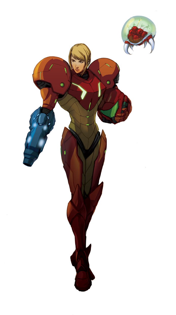 samus aran, metroid, and metroid larva (metroid) drawn by jnickblack