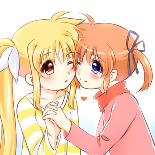 fate testarossa and takamachi nanoha (lyrical nanoha and 2 more) drawn by kerorokjy