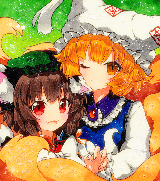 yakumo ran and chen (touhou) drawn by rinka_(qqqrinkappp)