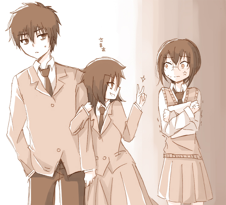 kuroki tomoko, kuroki tomoki, and komiyama kotomi (watashi ga motenai no wa dou kangaetemo omaera ga warui!) drawn by momoji_(momojihiha)